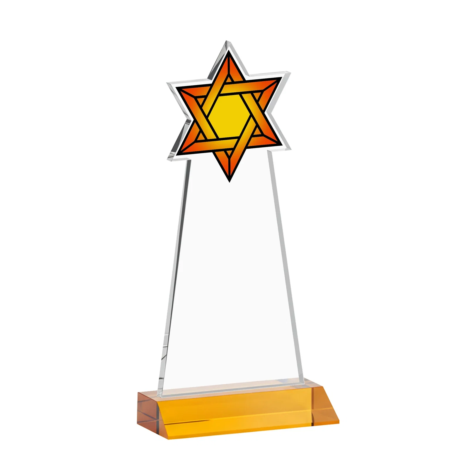 Branded Starfire Star of David Award on a Front-Mitered Base, with your logo for service anniversary gifts