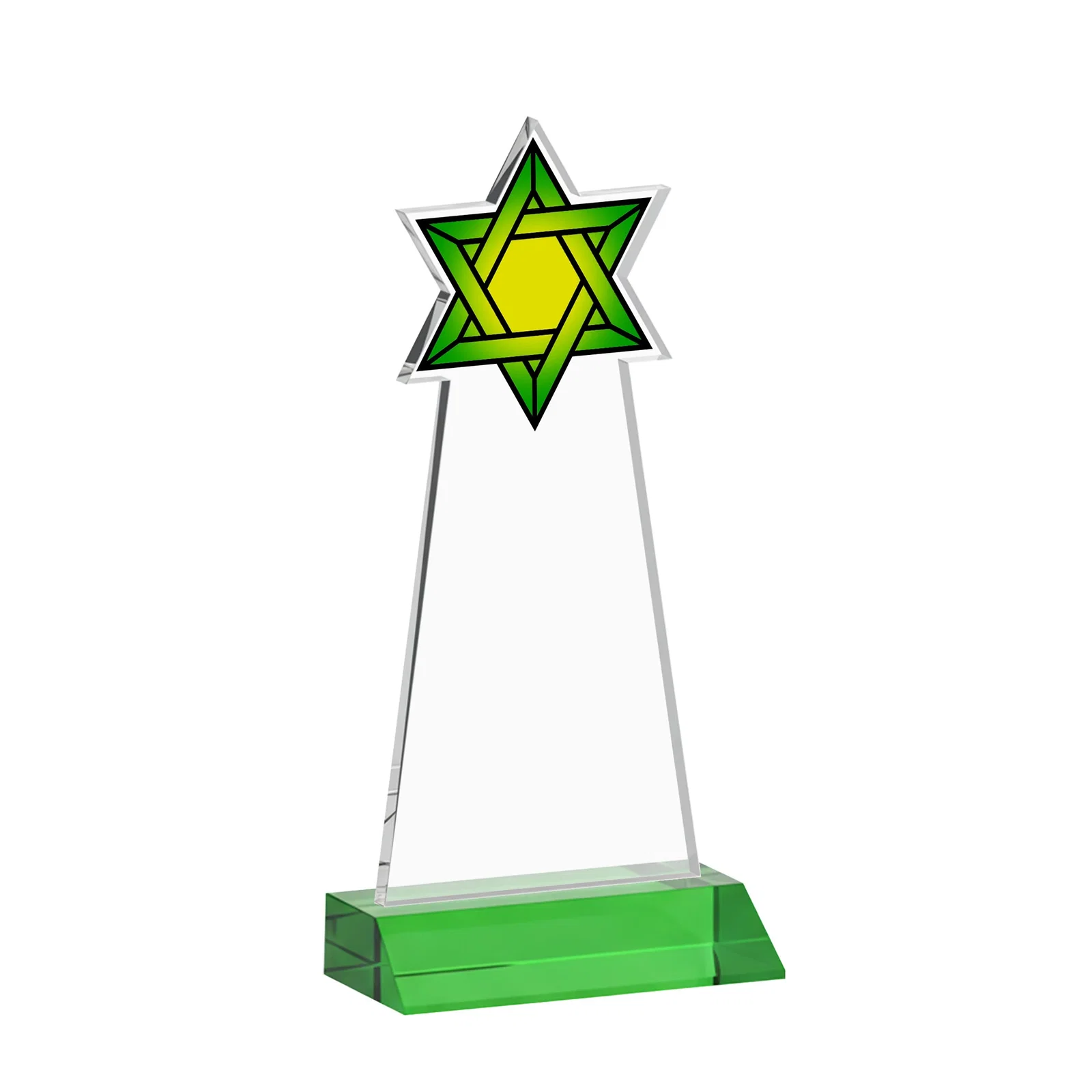 Branded Starfire Star of David Award on a Front-Mitered Base, with your logo for retirement presentations
