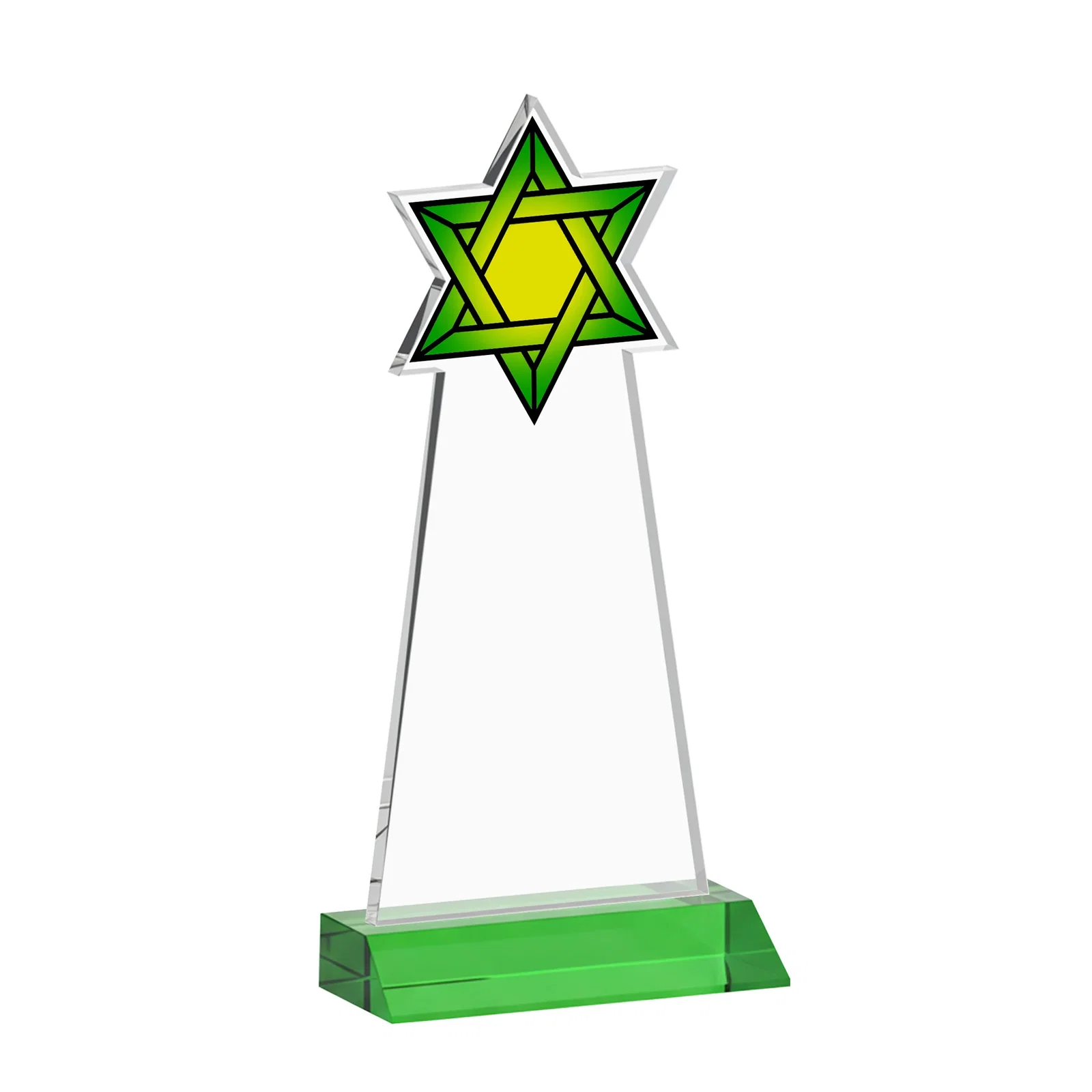 Branded Starfire Star of David Award on a Front-Mitered Base, with your logo for team milestone celebrations