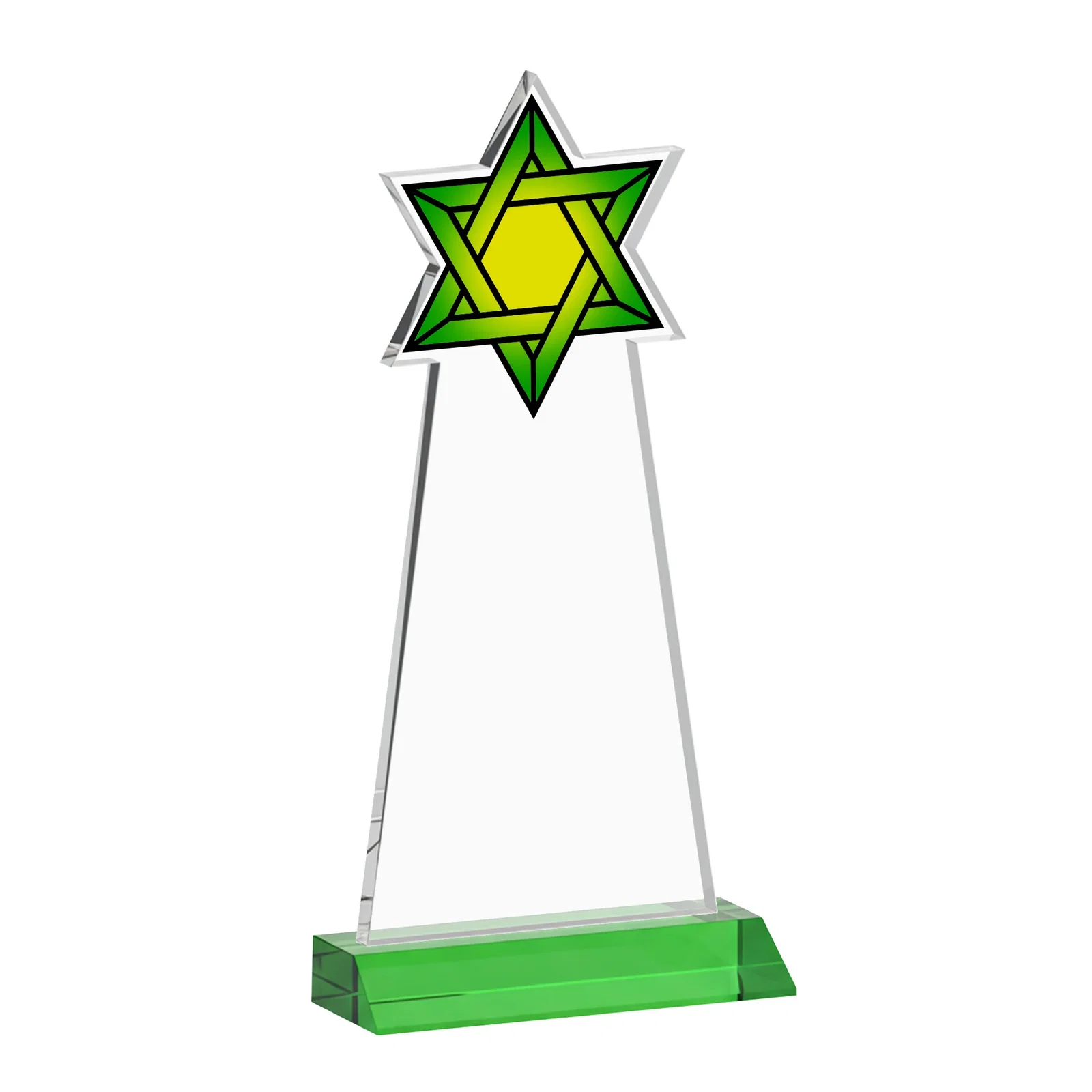 Branded Starfire Star of David Award on a Front-Mitered Base, with your logo for donor appreciation