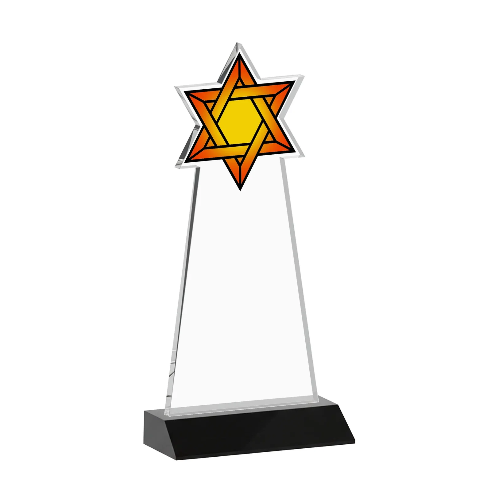 Branded Starfire Star of David Award on a Front-Mitered Base, with your logo for safety achievement programs