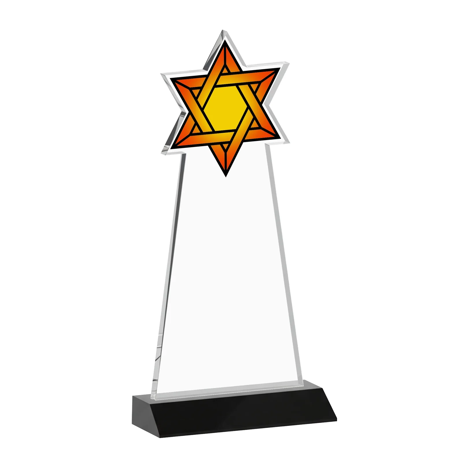 Branded Starfire Star of David Award on a Front-Mitered Base, with your logo for volunteer appreciation