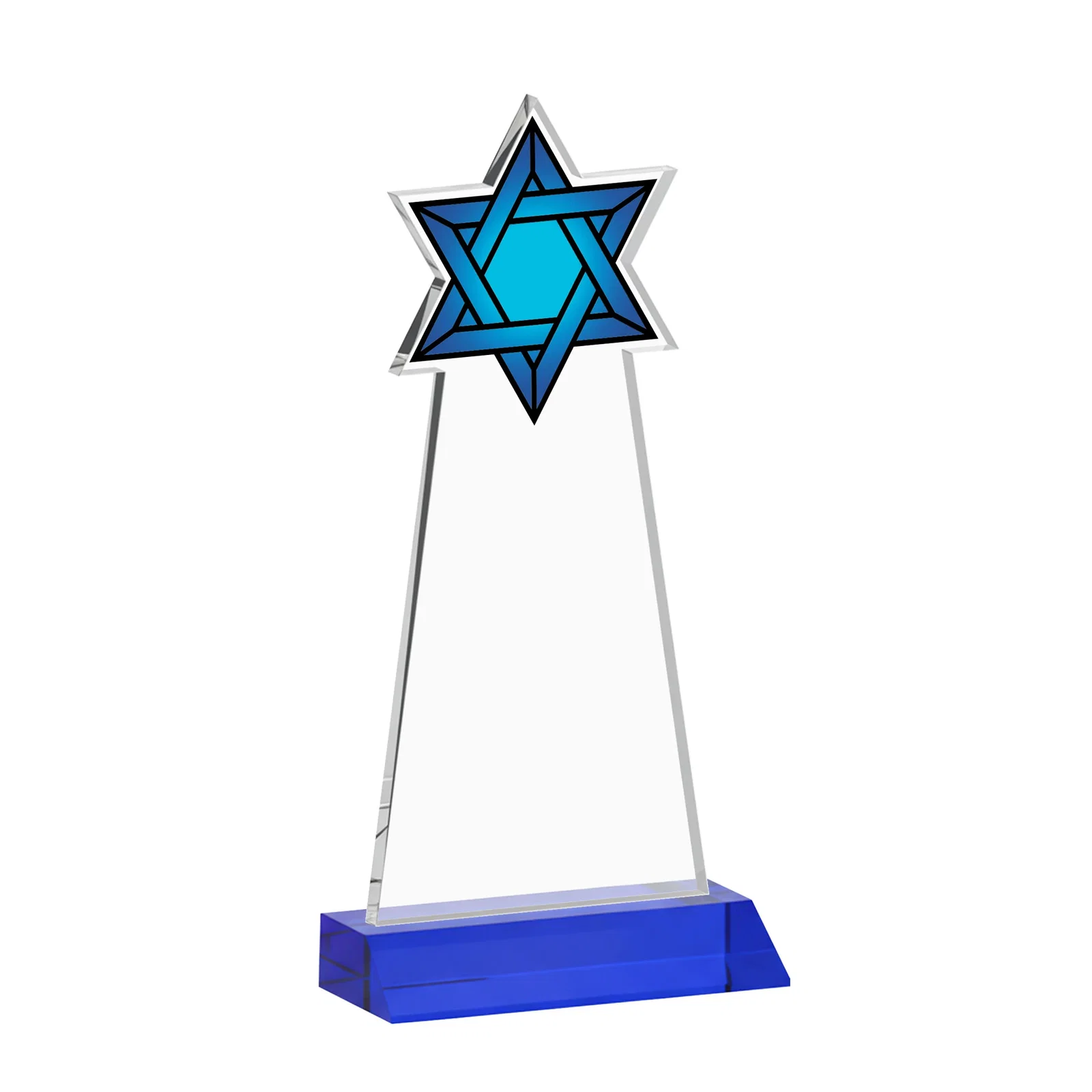Branded Starfire Star of David Award on a Front-Mitered Base, with your logo for company anniversary events
