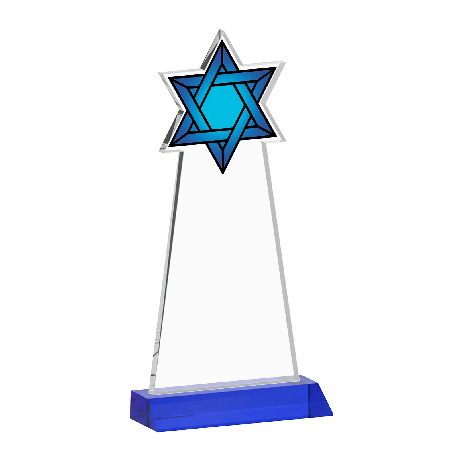 Custom printed Starfire Star of David Award on a Front-Mitered Base, with your logo for employee recognition