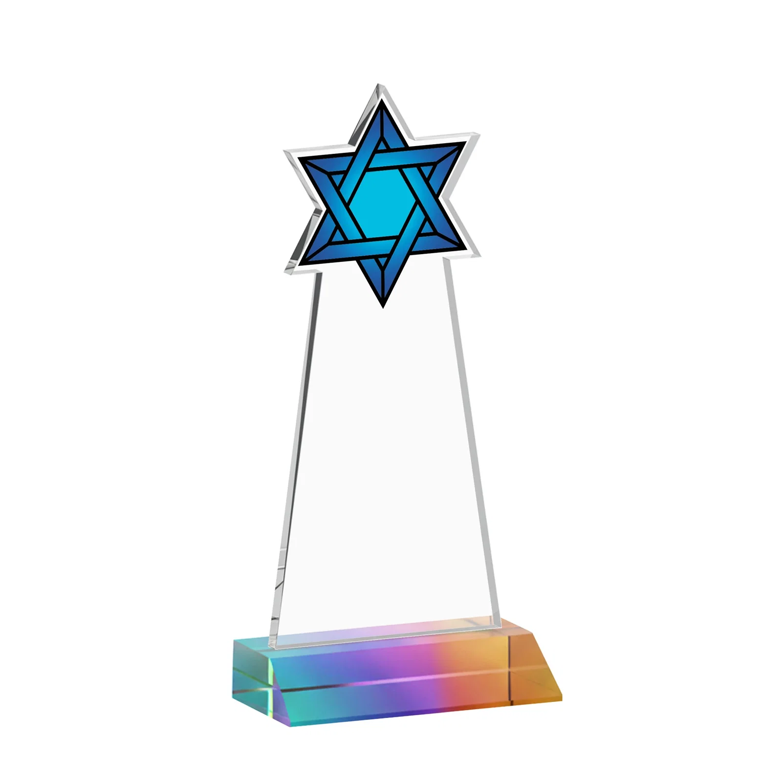 Custom printed Starfire Star of David Award on a Front-Mitered Base, with your logo for corporate award ceremonies