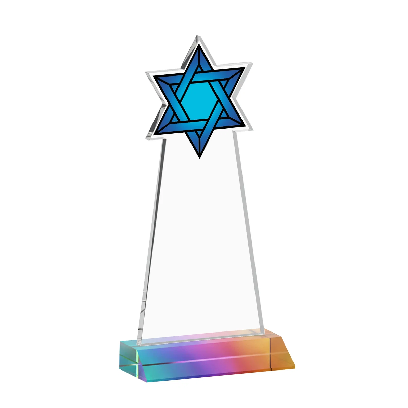 Custom printed Starfire Star of David Award on a Front-Mitered Base, with your logo for service anniversary gifts