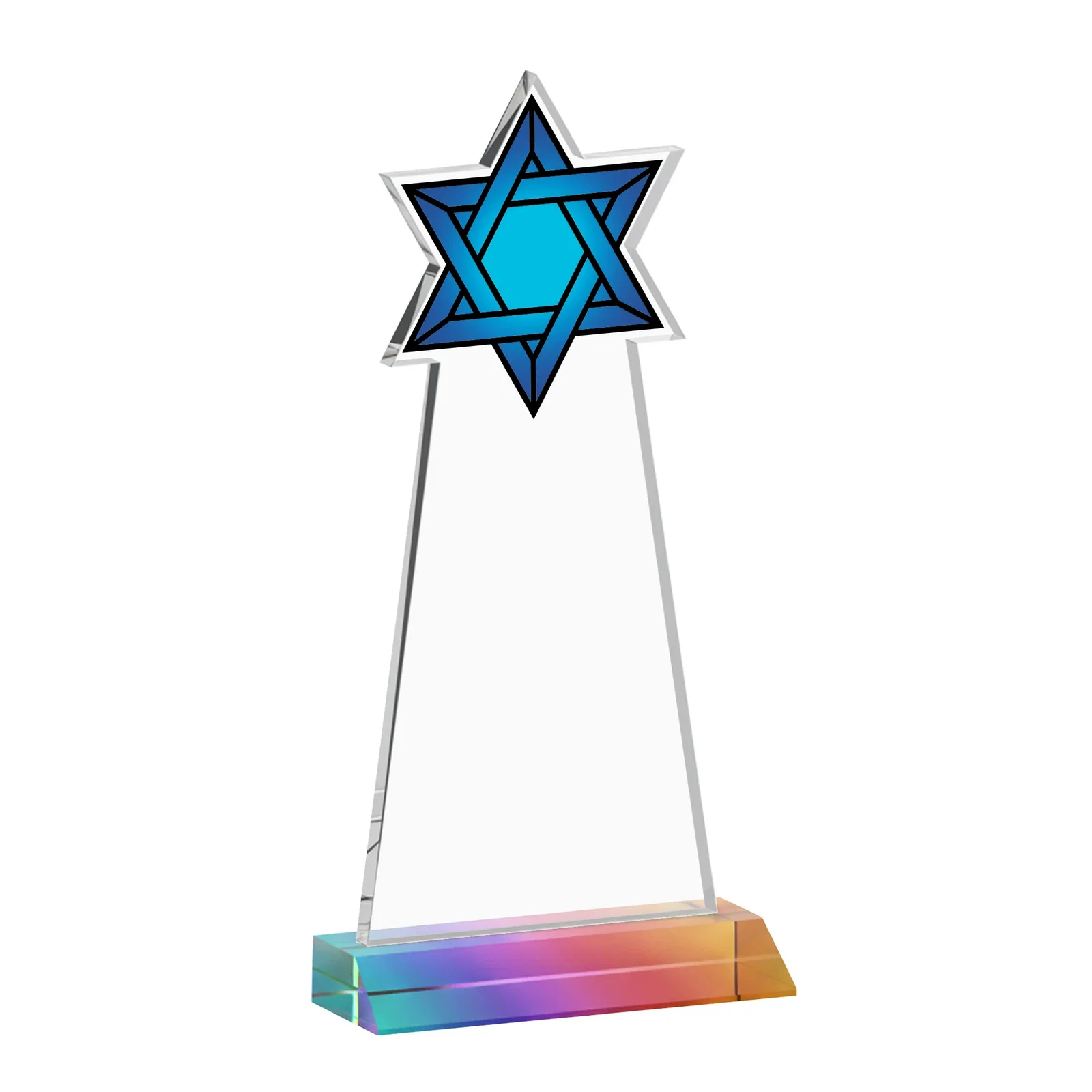 Custom printed Starfire Star of David Award on a Front-Mitered Base, with your logo for sales achievement awards