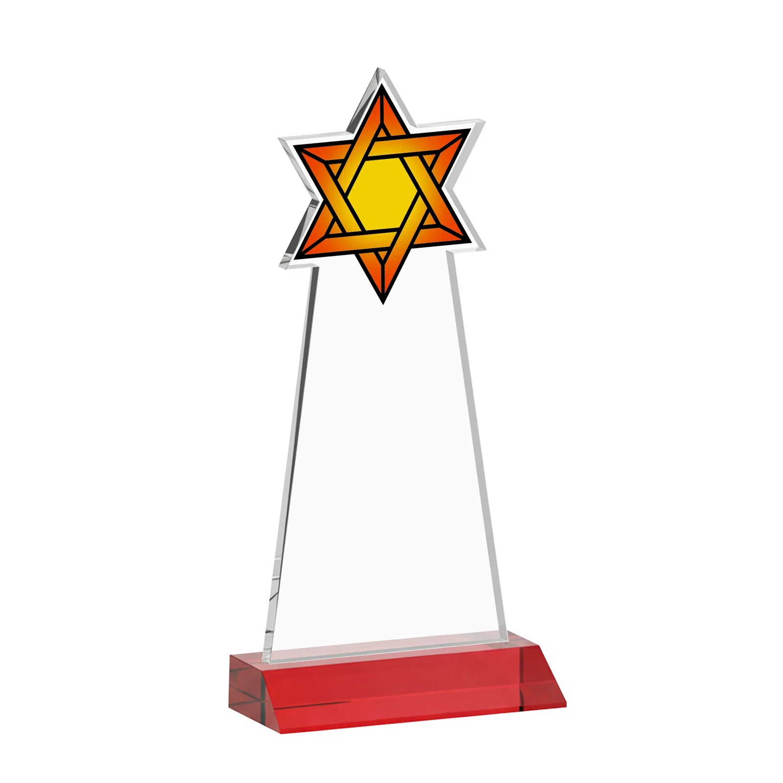 Custom printed Starfire Star of David Award on a Front-Mitered Base, with your logo for team milestone celebrations