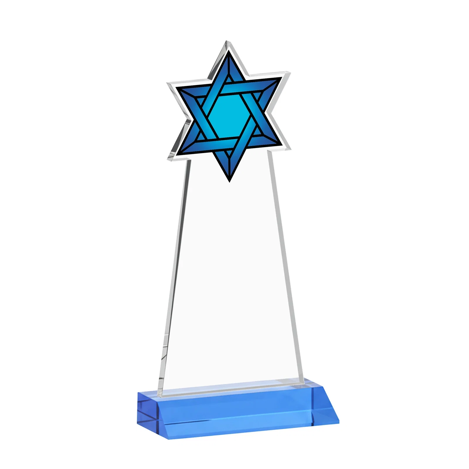 Custom printed Starfire Star of David Award on a Front-Mitered Base, with your logo for safety achievement programs
