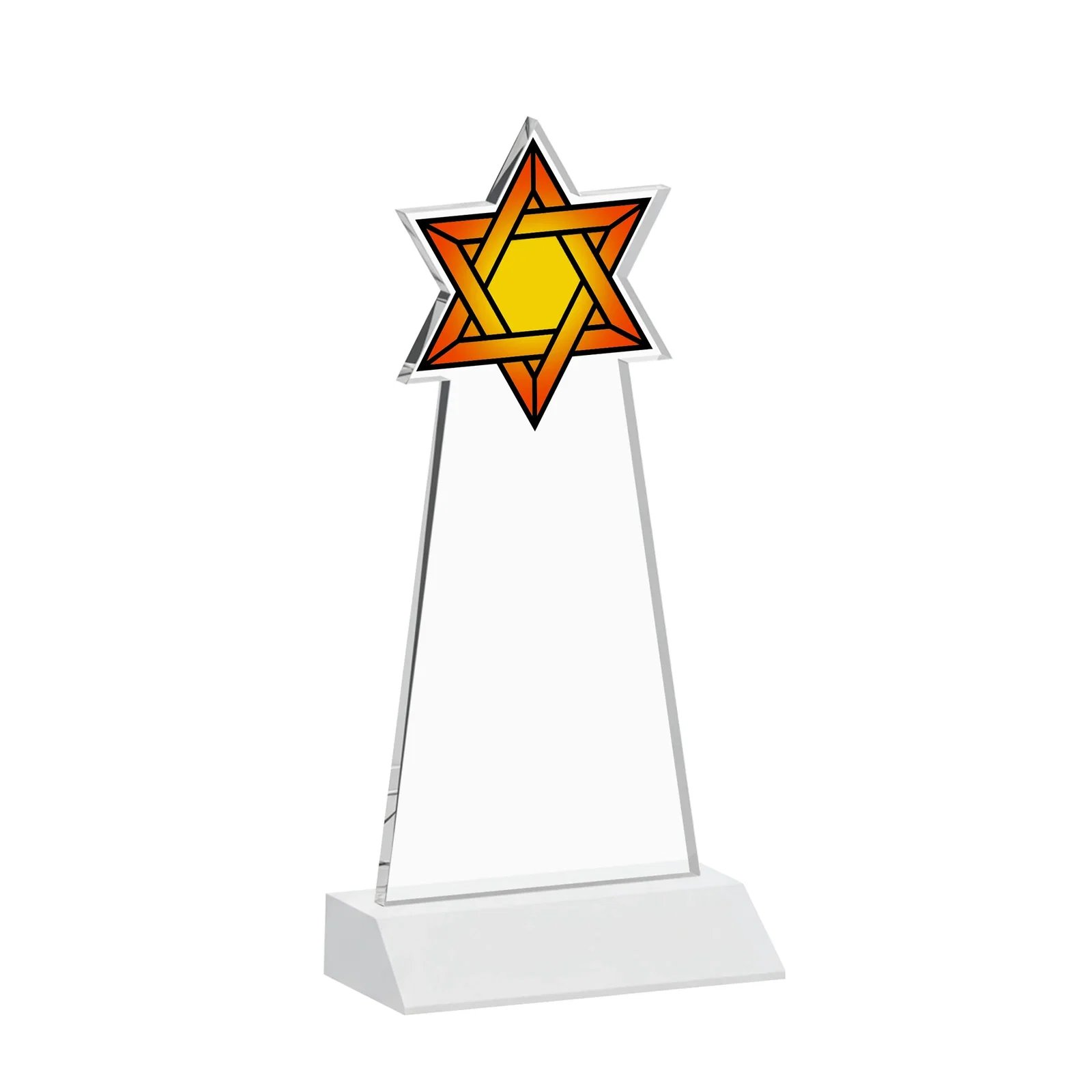 Custom printed Starfire Star of David Award on a Front-Mitered Base, with your logo for dealer and partner awards