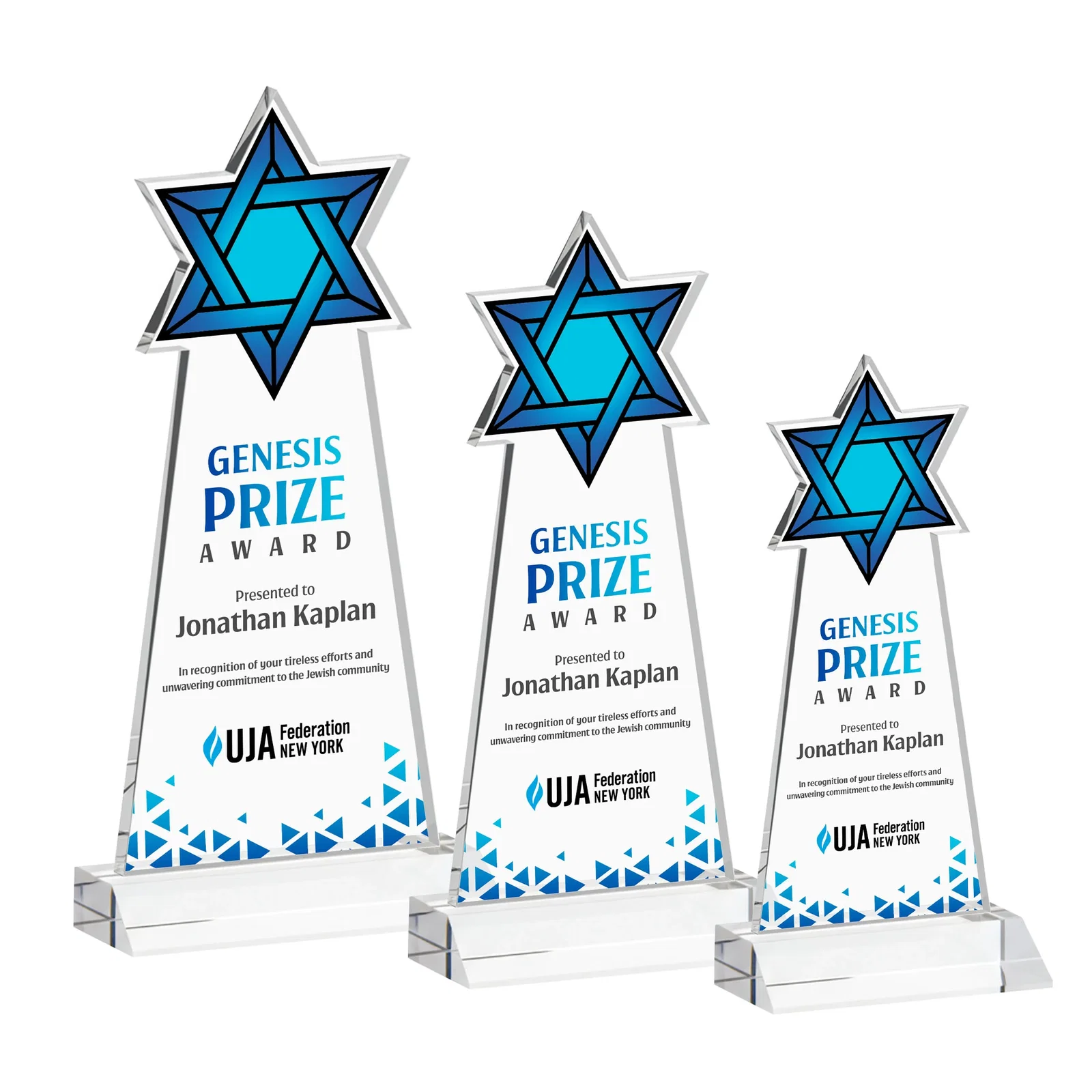 Branded Starfire Star of David Award on a Front-Mitered Base for dealer and partner awards