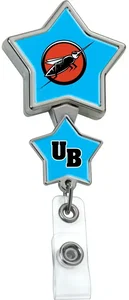 Star Shape Chrome Double Up Secure ID Badge Reel