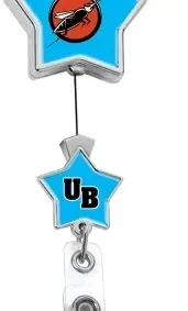 Star Shape Chrome Double Up Secure ID Badge Reel — view 3