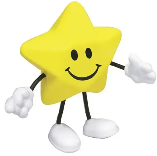 Star Stress Reliever Figurine, a promotional five-point-star squeeze toy with custom logo imprint space