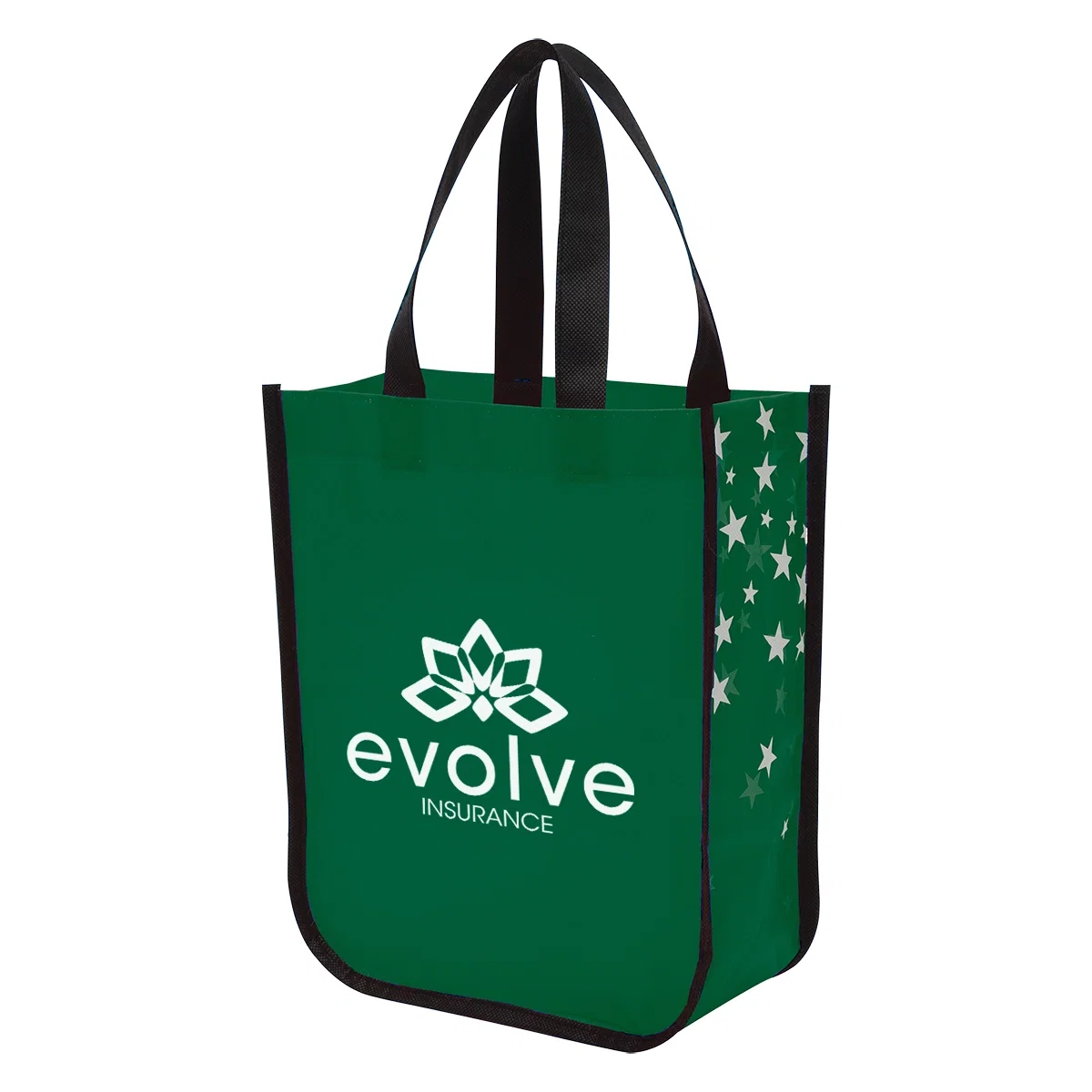 Blue laminated non-woven tote bag with twin carry handles