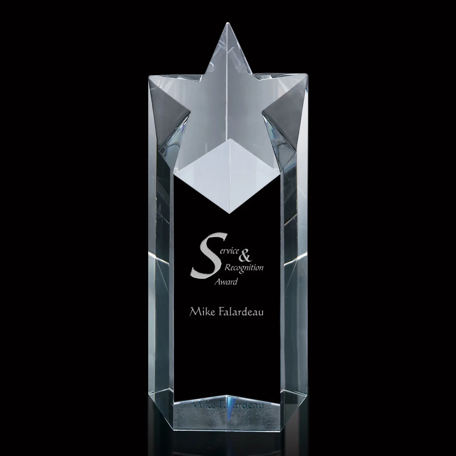 Custom Five-Sided Optical Crystal Star Tower Award for graduation ceremonies