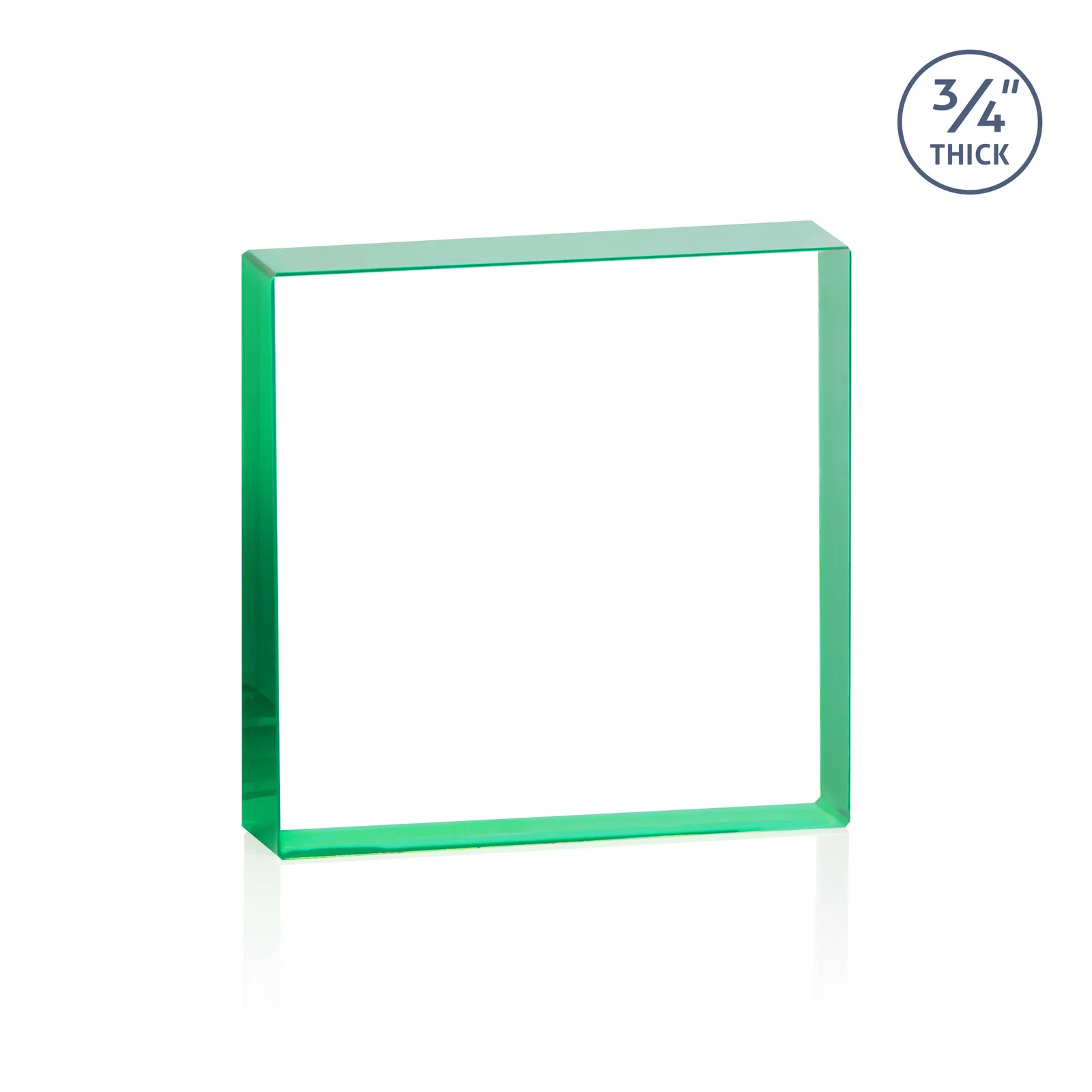Custom engraved Starfire Crystal Square Award With Five Graduated Sizes, desk awards for employee recognition