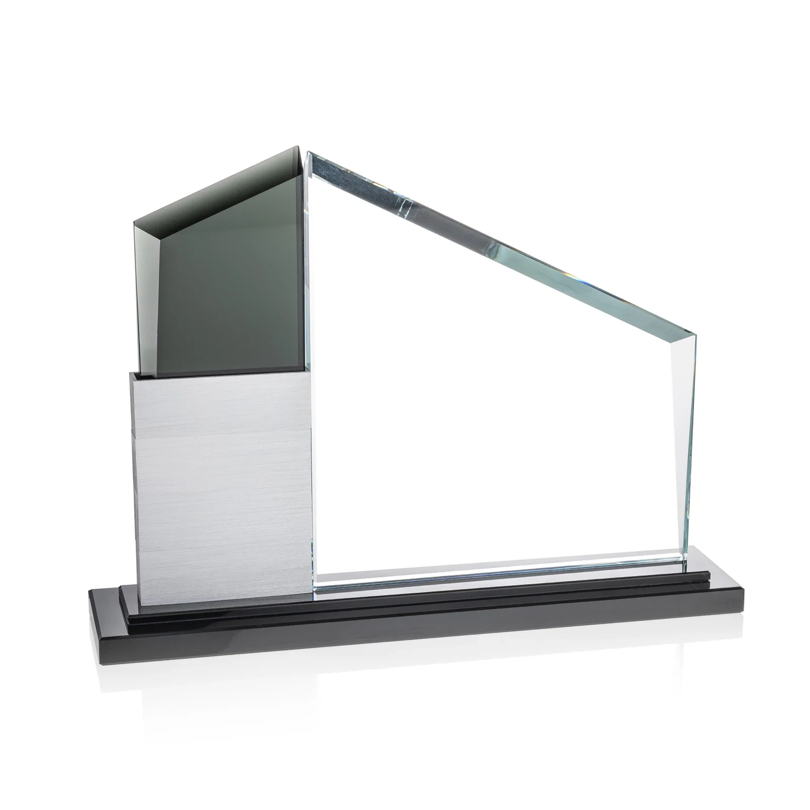 Customized Starfire Crystal Tower Award Holds 12 Stackable Aluminum Blocks for corporate award ceremonies