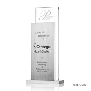 Starfire Crystal Tower Award on a Fabricated Aluminum Base