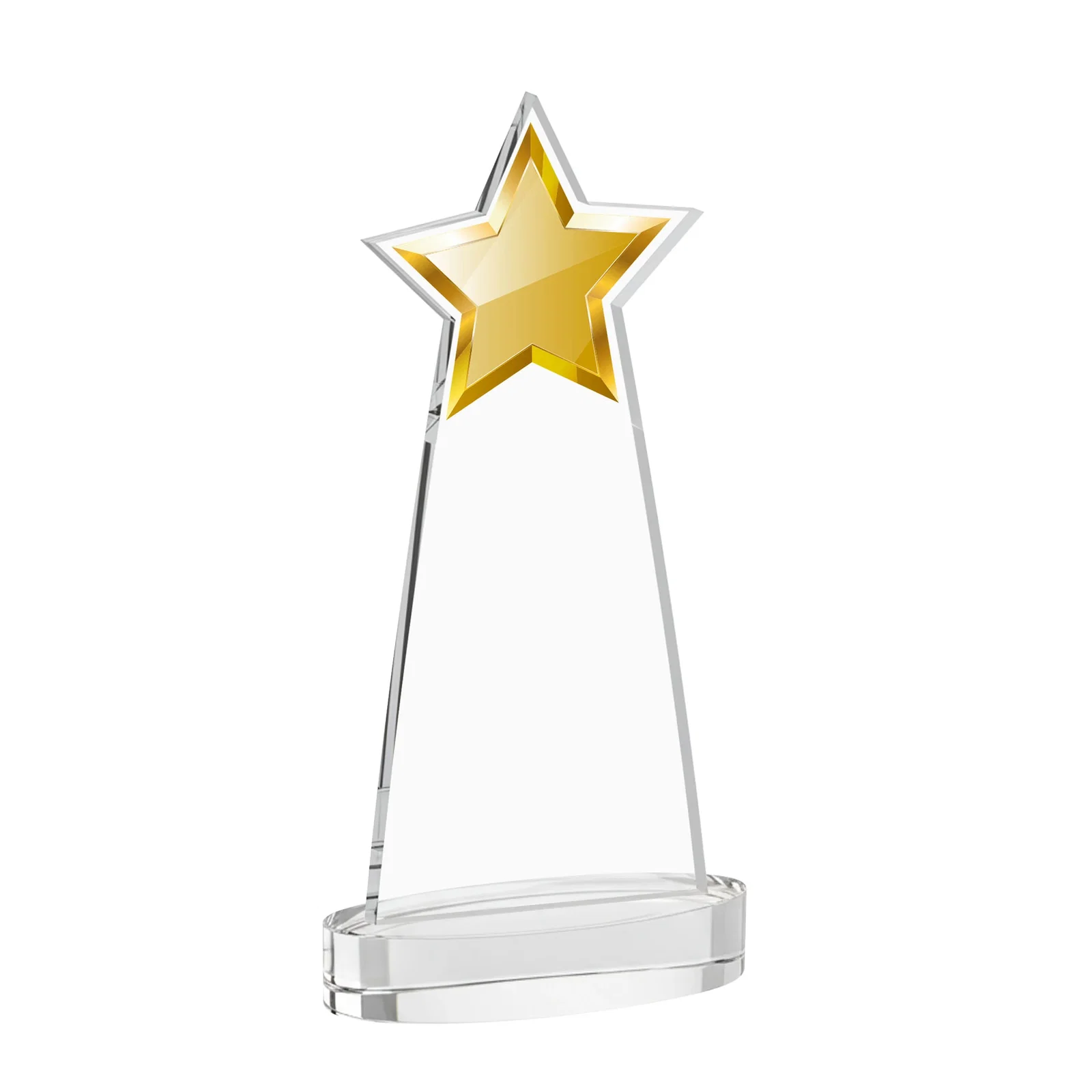 Custom engraved Starfire Crystal Star Cutout Award in Eight Colors for retirement presentations
