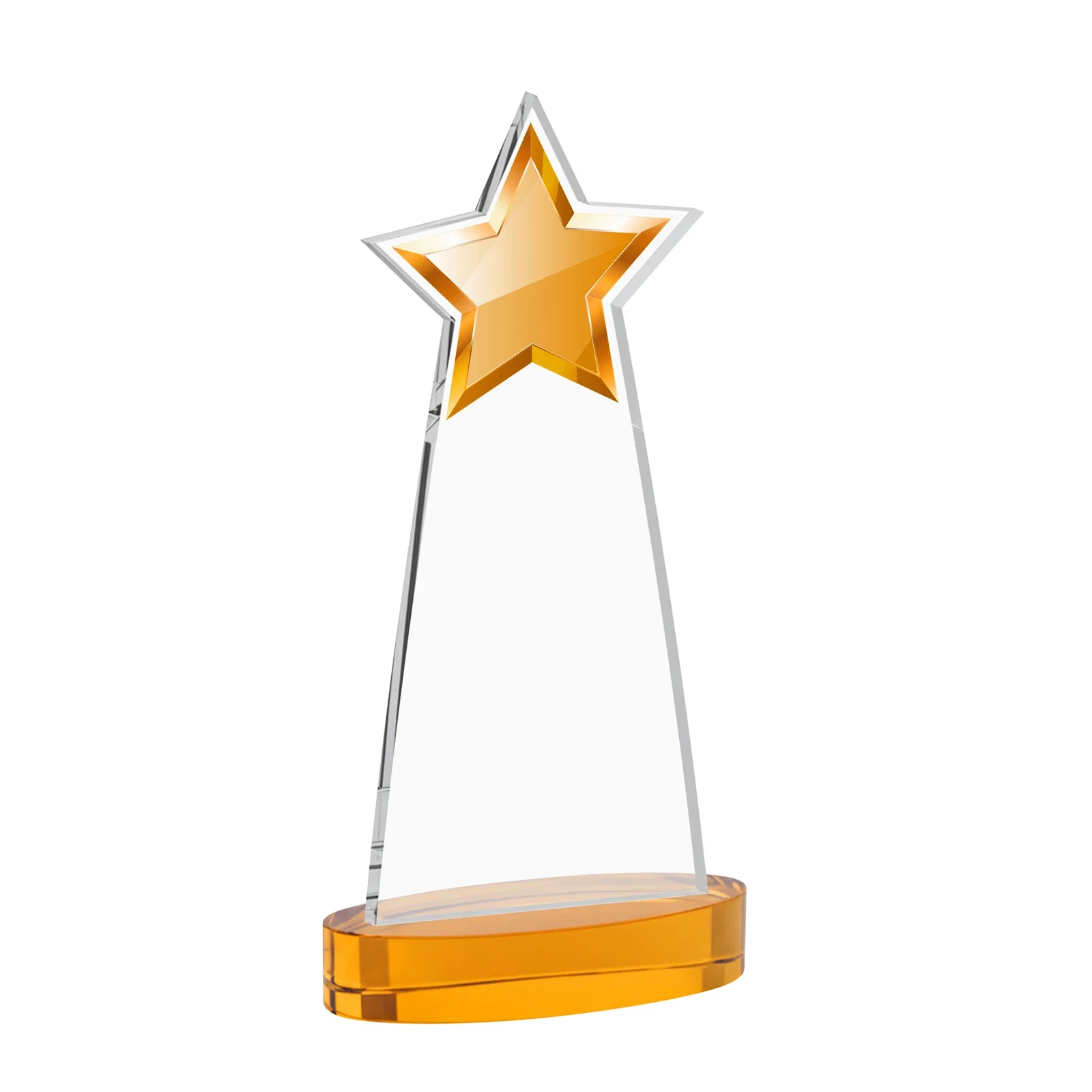 Custom engraved Starfire Crystal Star Cutout Award in Eight Colors for graduation ceremonies