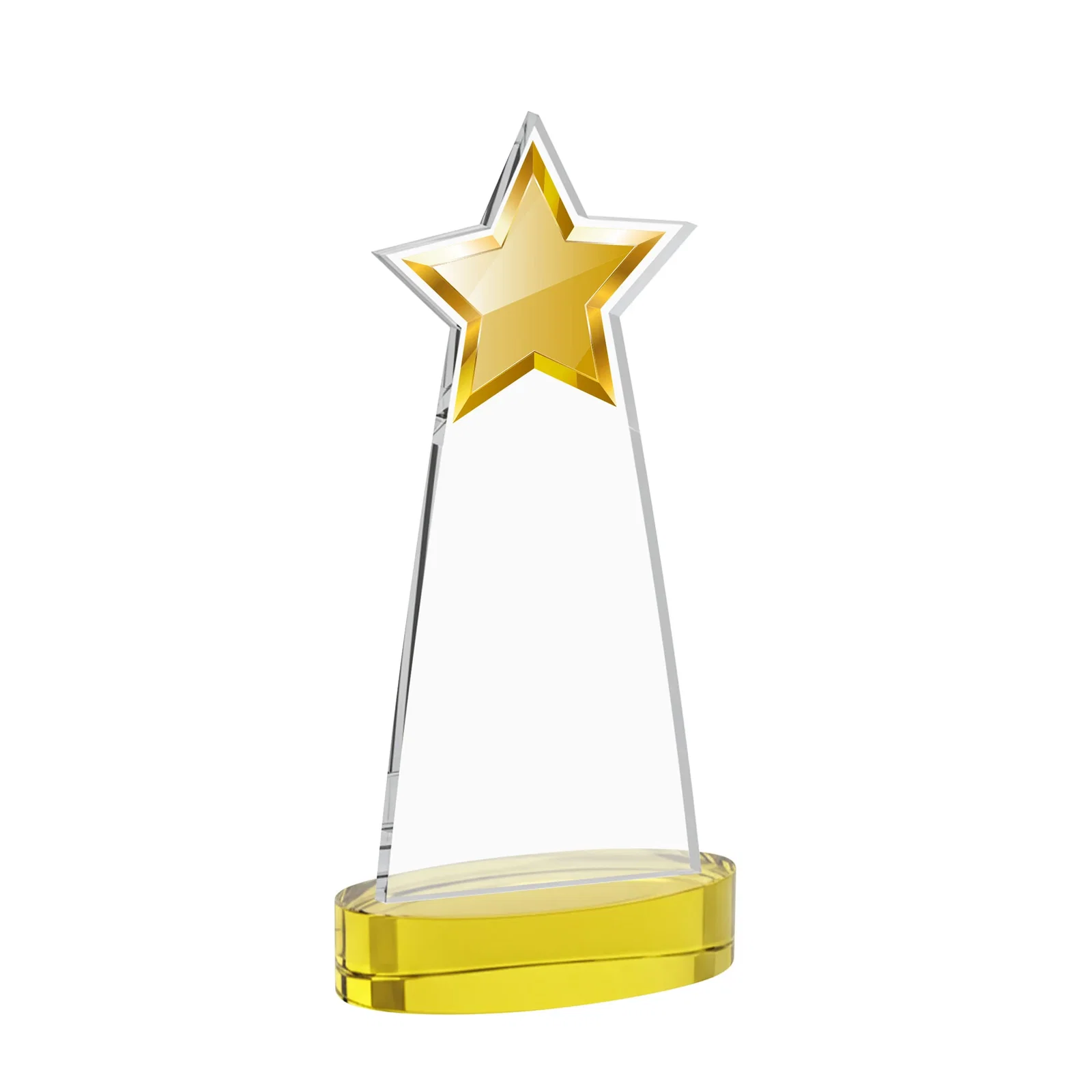Custom engraved Starfire Crystal Star Cutout Award in Eight Colors for volunteer appreciation