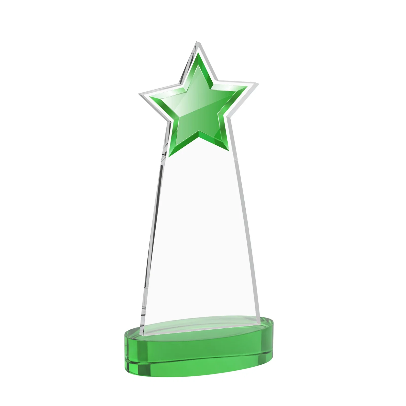 Custom Starfire Crystal Star Cutout Award in Eight Colors, with your logo for employee recognition