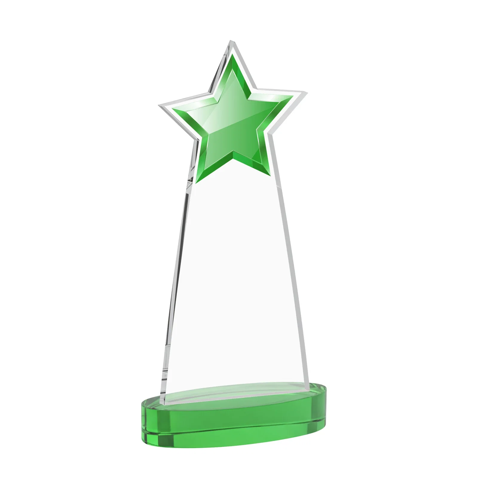 Custom Starfire Crystal Star Cutout Award in Eight Colors, with your logo for corporate award ceremonies