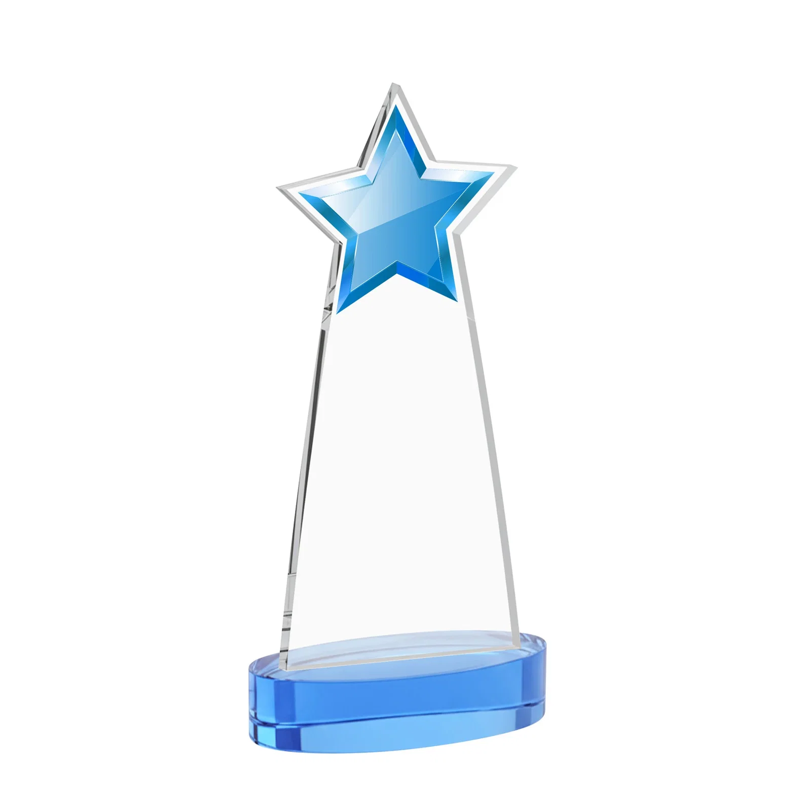 Personalized Starfire Crystal Star Cutout Award in Eight Colors, with your logo for employee recognition