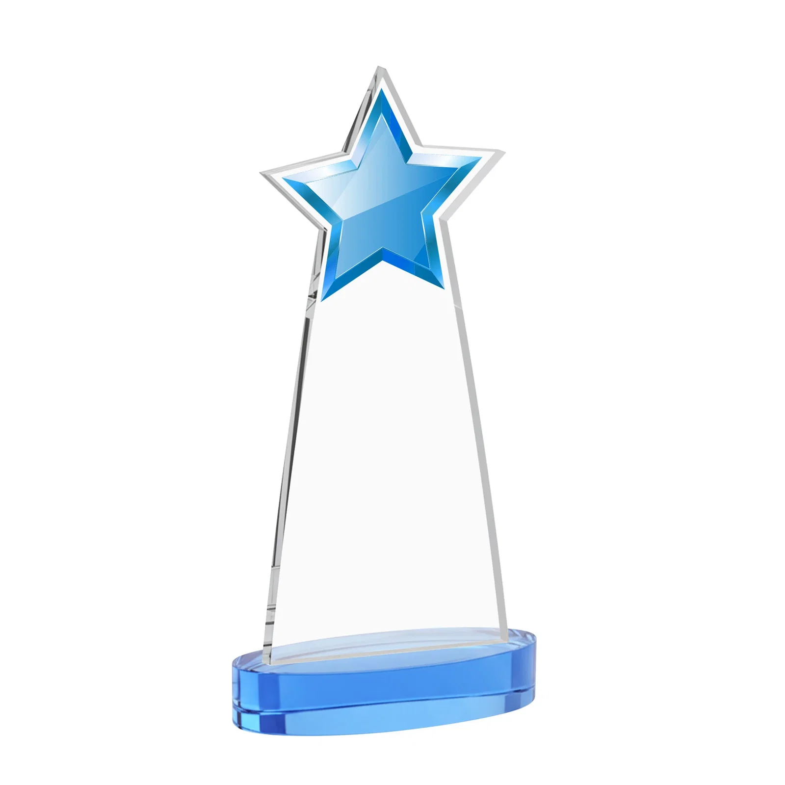 Personalized Starfire Crystal Star Cutout Award in Eight Colors, with your logo for corporate award ceremonies