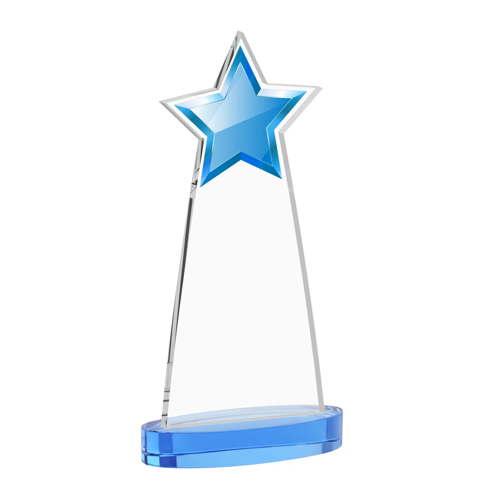 Personalized Starfire Crystal Star Cutout Award in Eight Colors, with your logo for service anniversary gifts