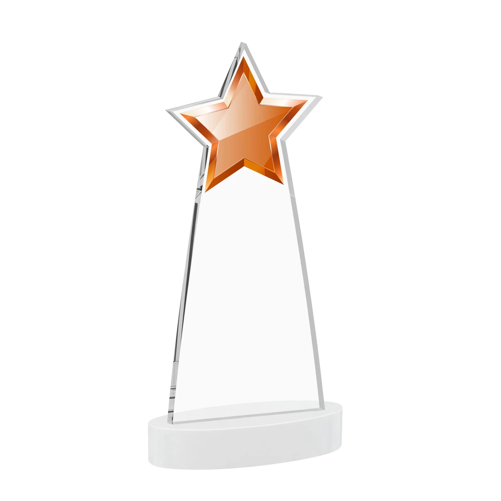 Personalized Starfire Crystal Star Cutout Award in Eight Colors, with your logo for retirement presentations