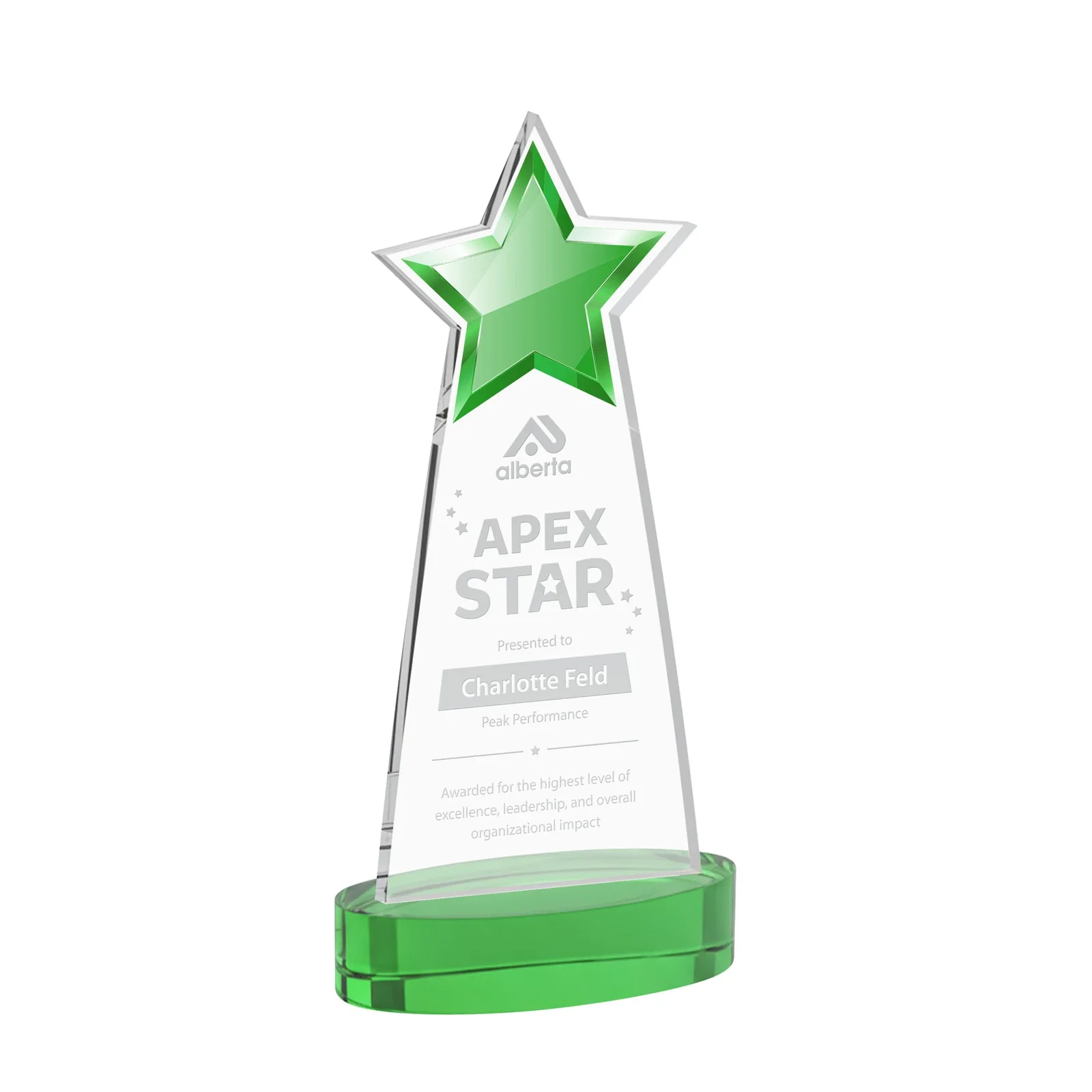 Personalized Starfire Crystal Star Cutout Award in Eight Colors for sales achievement awards