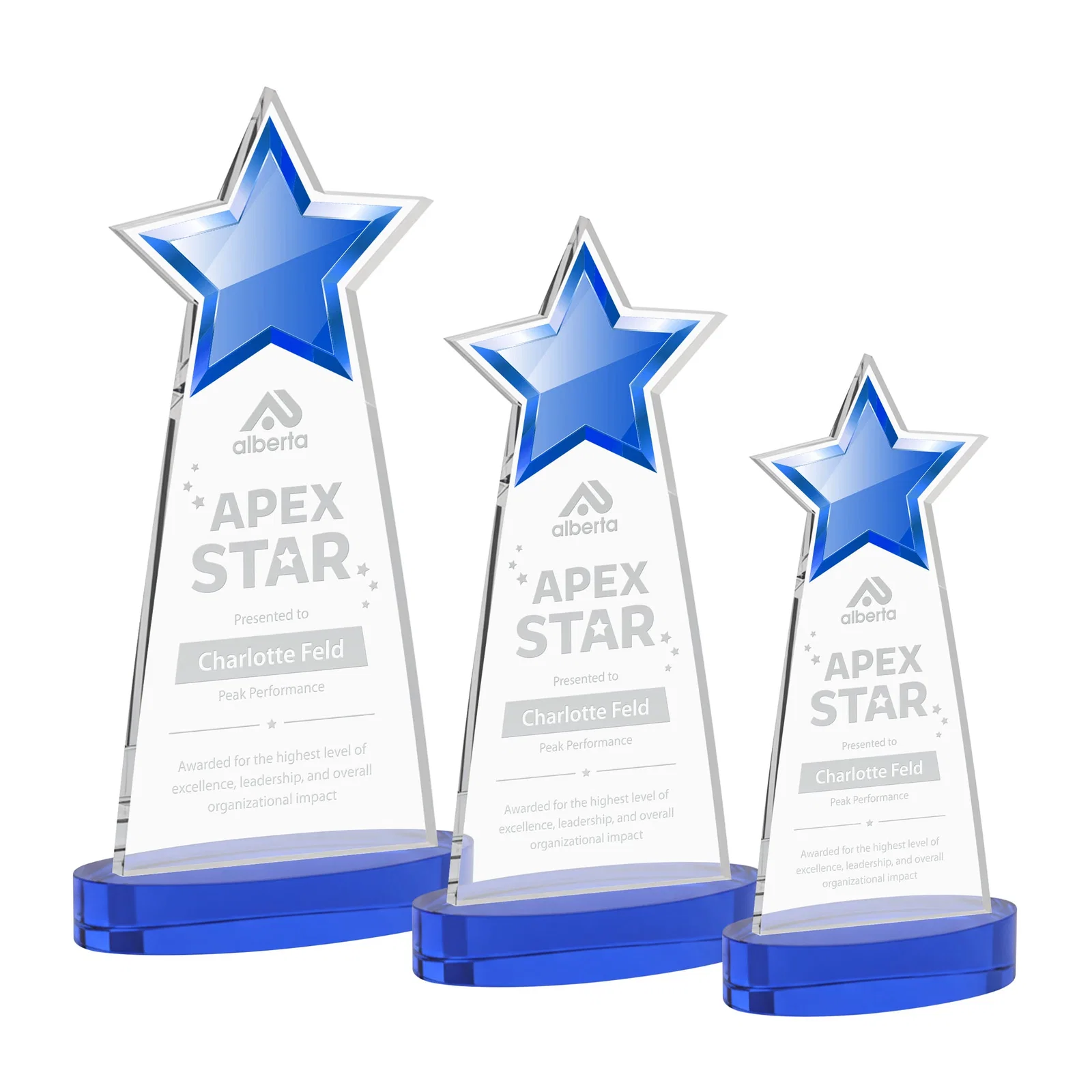 Personalized Starfire Crystal Star Cutout Award in Eight Colors for dealer and partner awards
