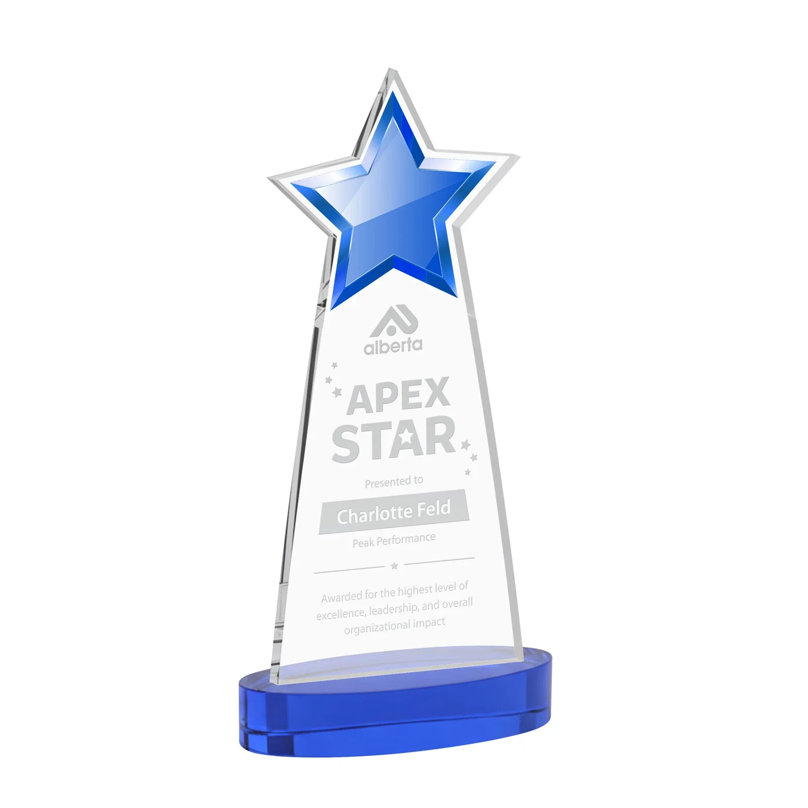 Promotional Starfire Crystal Star Cutout Award in Eight Colors for employee recognition
