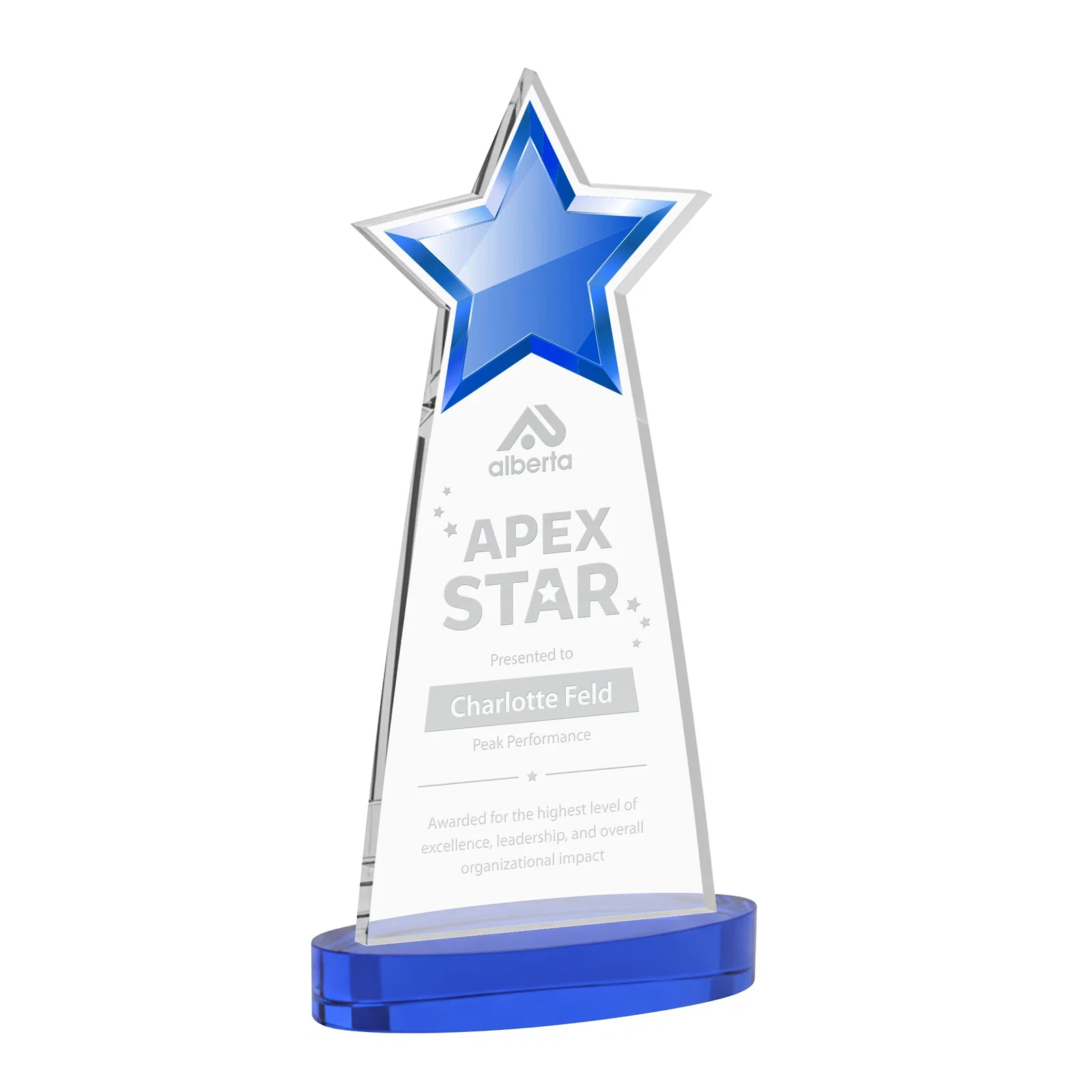 Promotional Starfire Crystal Star Cutout Award in Eight Colors for corporate award ceremonies