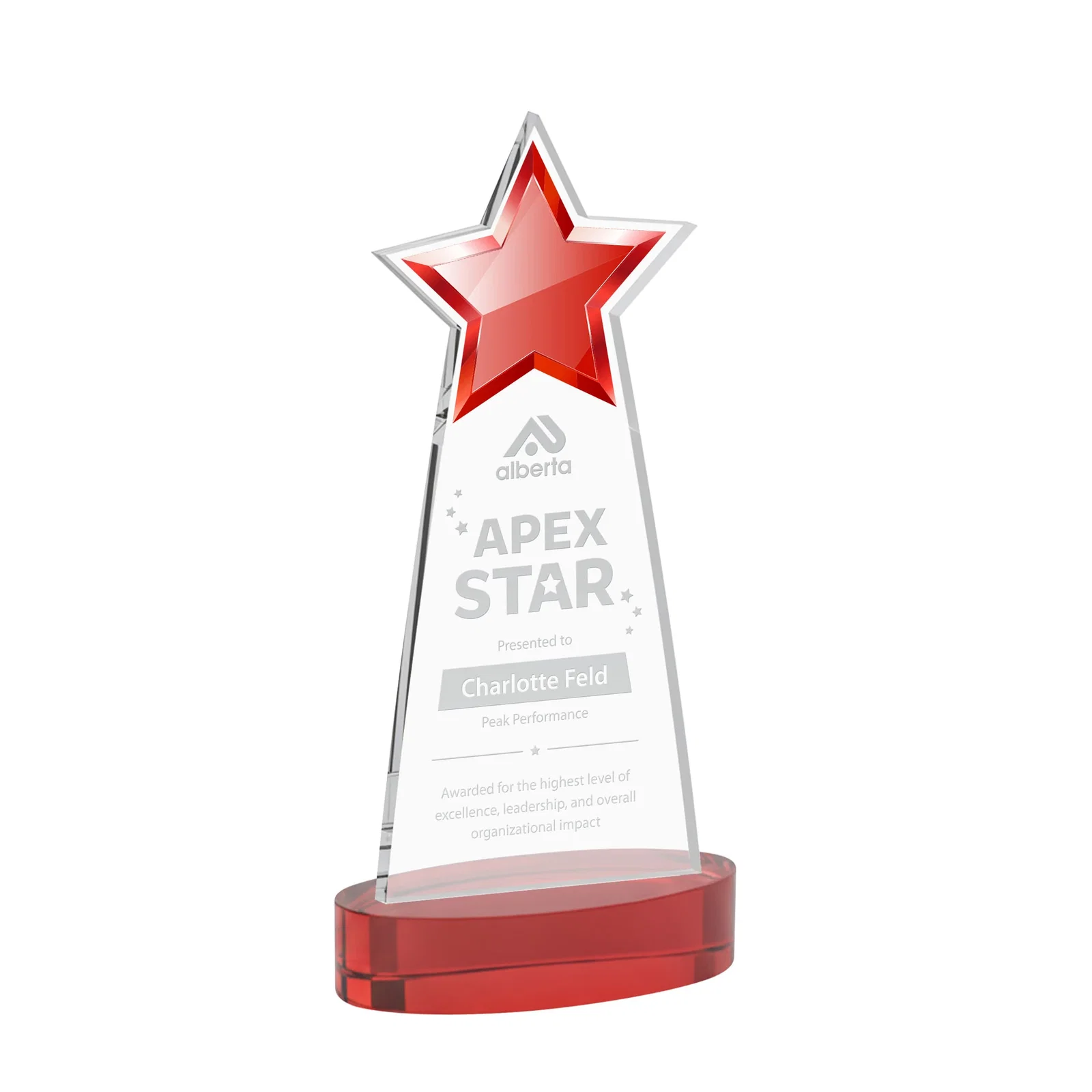 Promotional Starfire Crystal Star Cutout Award in Eight Colors for sales achievement awards