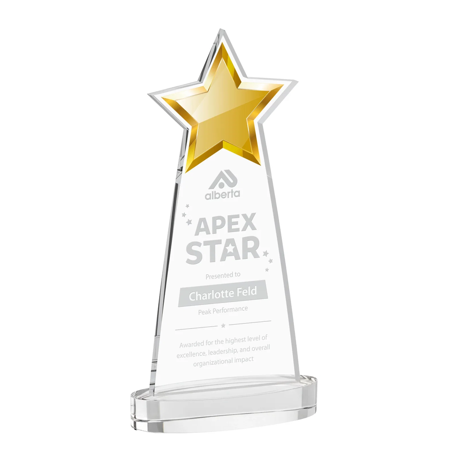 Custom Starfire Crystal Star Cutout Award in Eight Colors for sales achievement awards
