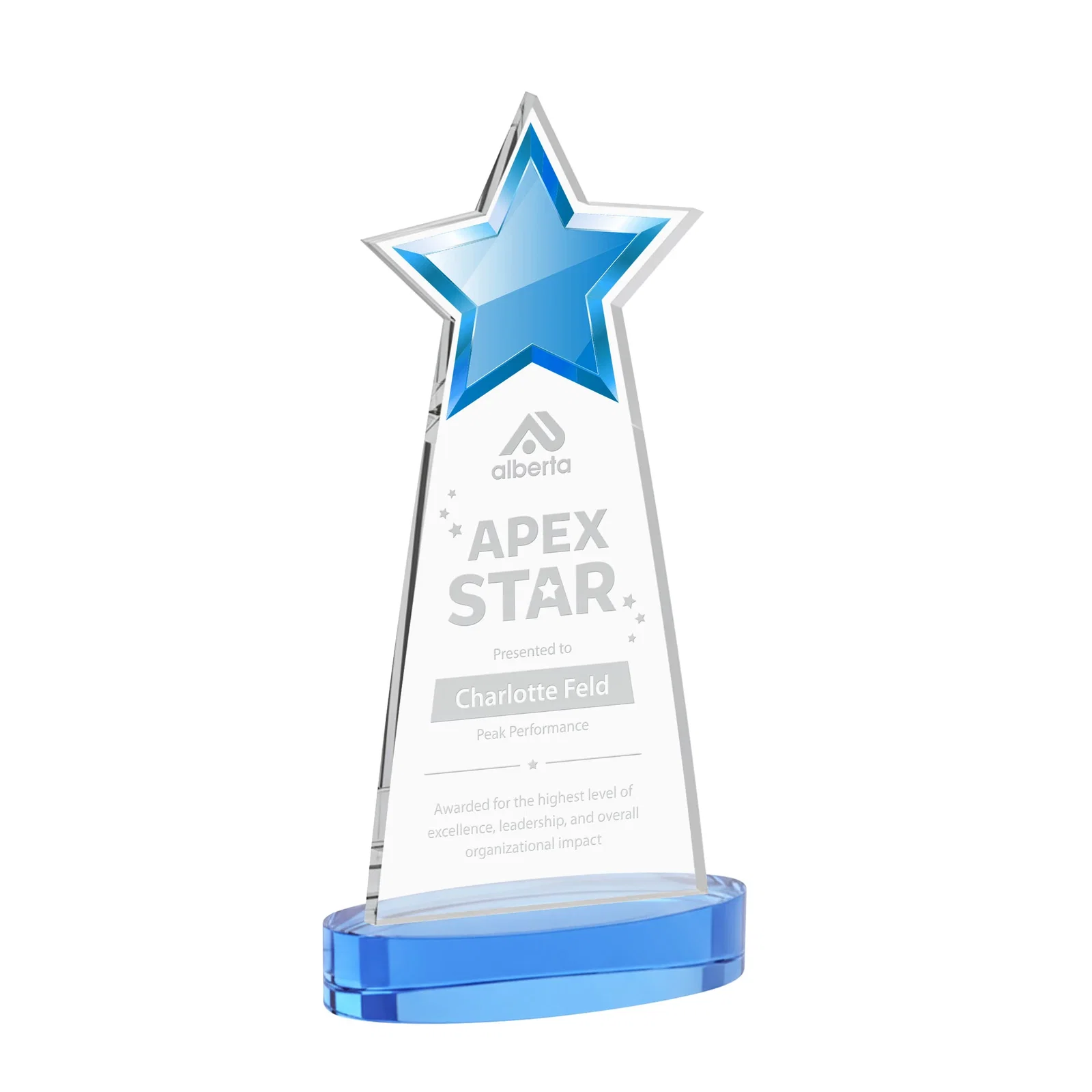 Promotional Starfire Crystal Star Cutout Award in Eight Colors for safety achievement programs