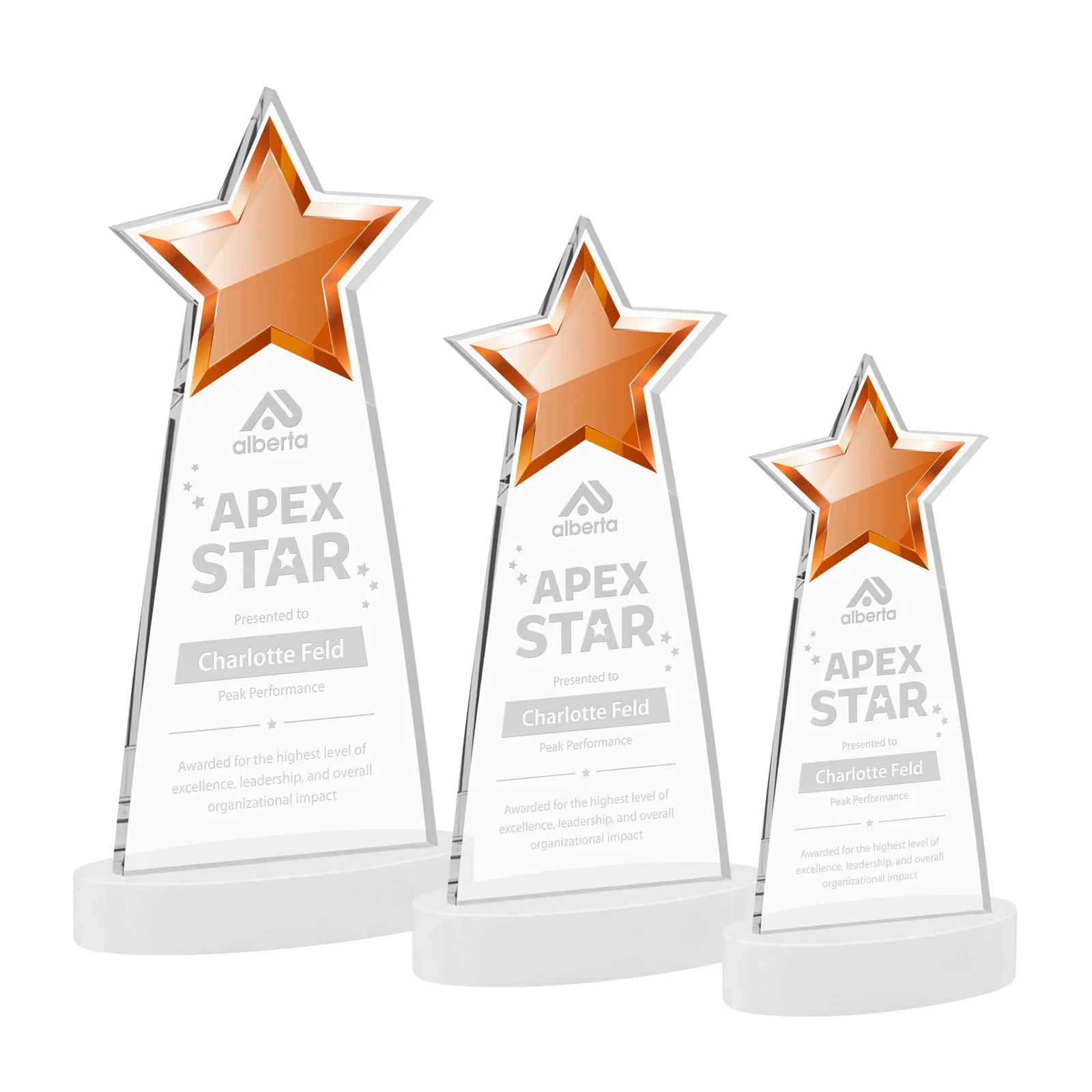 Promotional Starfire Crystal Star Cutout Award in Eight Colors for dealer and partner awards