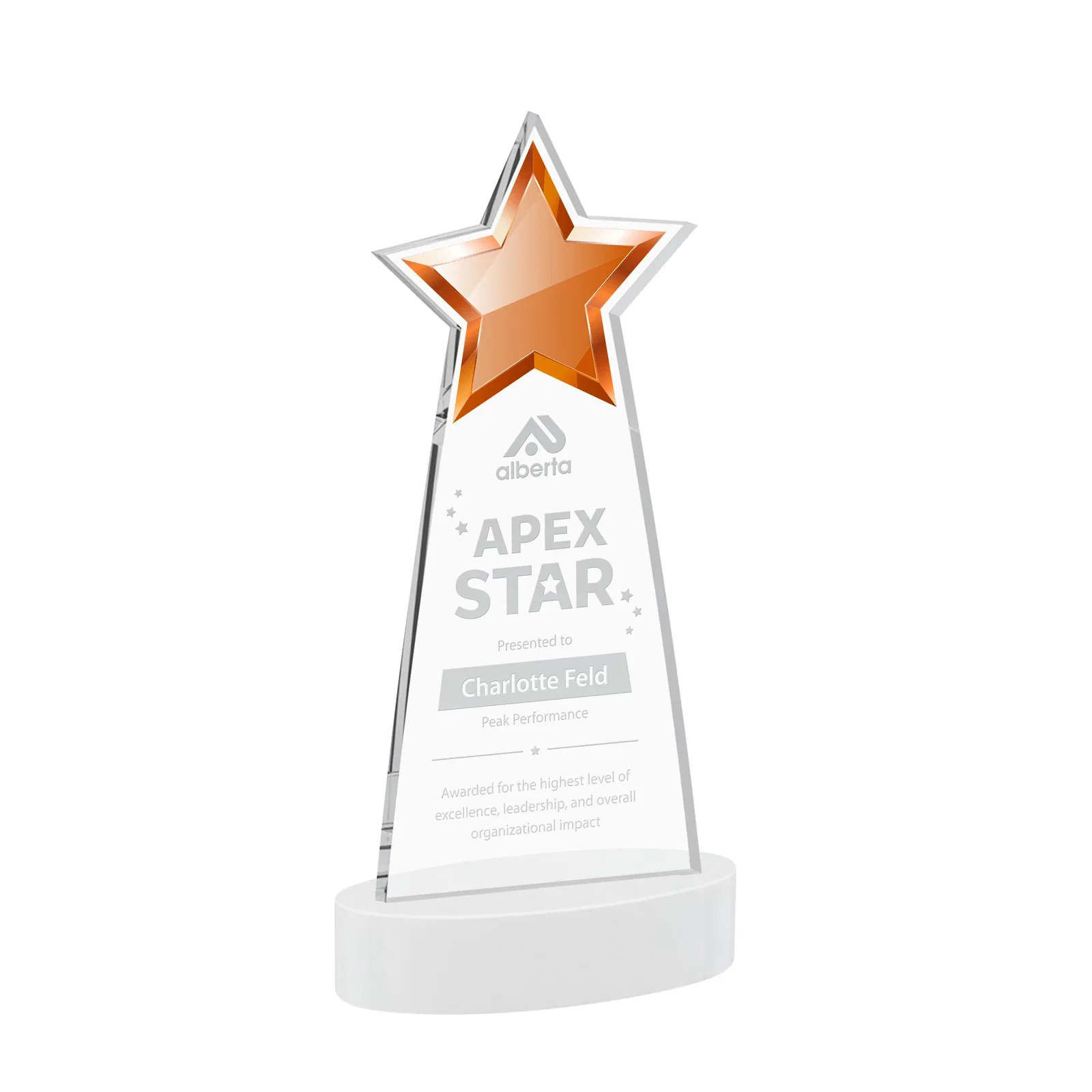 Promotional Starfire Crystal Star Cutout Award in Eight Colors for company anniversary events