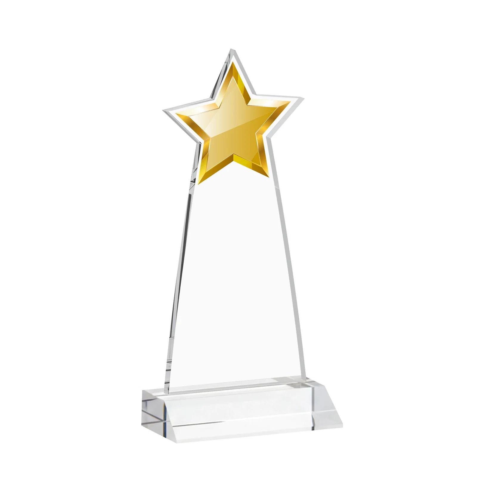 Custom engraved Starfire Crystal Star Cutout Award With Second-Position Etch for retirement presentations