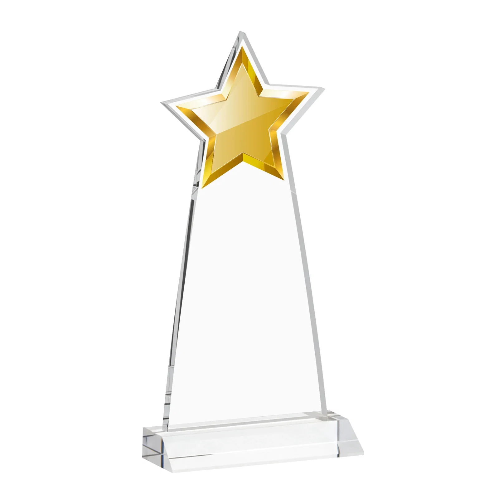 Custom engraved Starfire Crystal Star Cutout Award With Second-Position Etch for donor appreciation