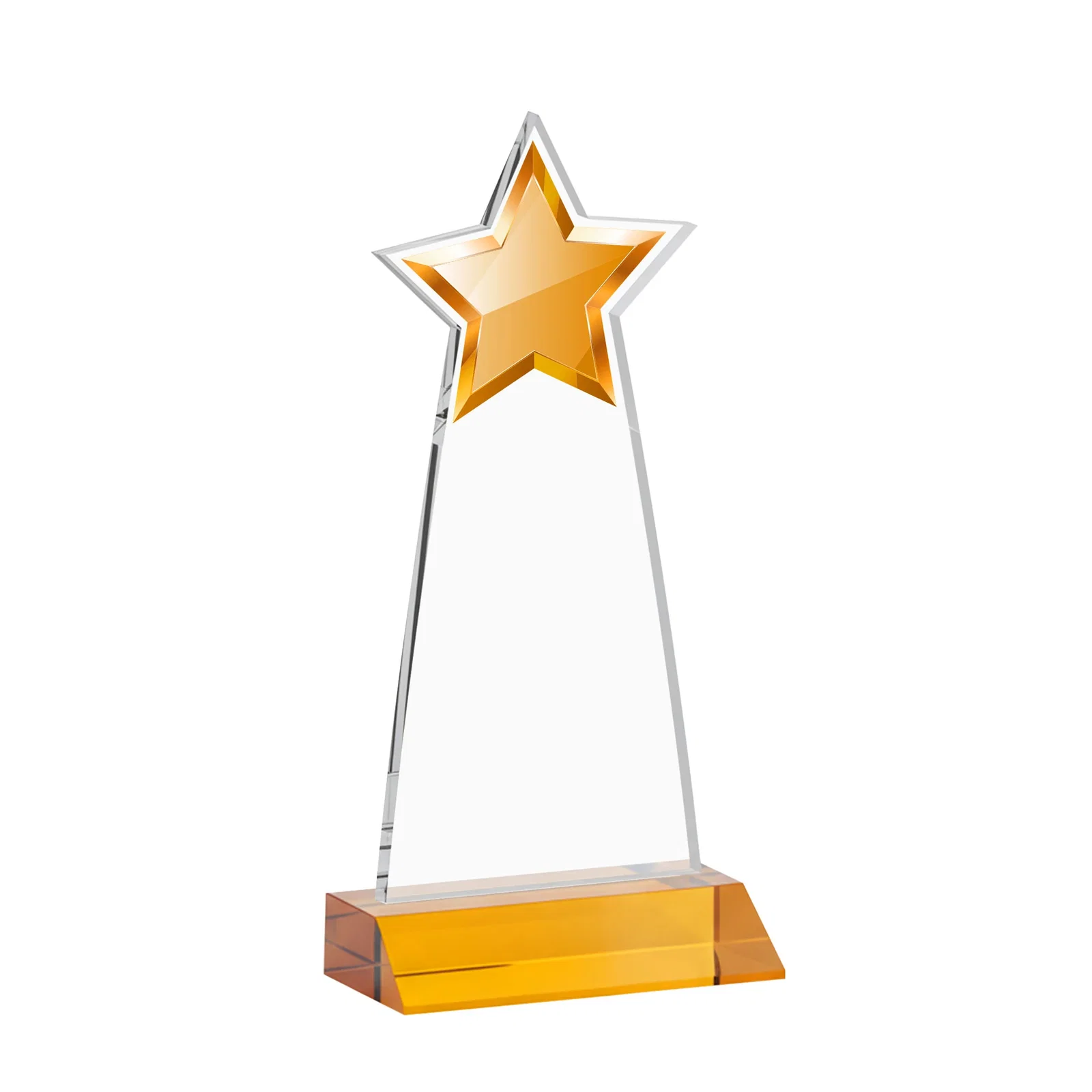 Custom engraved Starfire Crystal Star Cutout Award With Second-Position Etch for graduation ceremonies