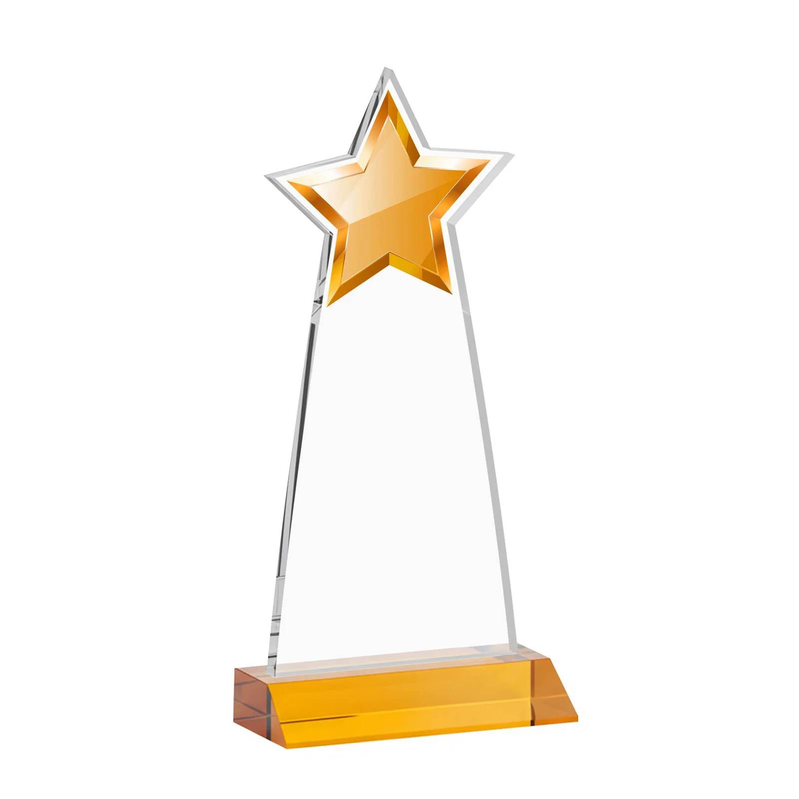 Custom engraved Starfire Crystal Star Cutout Award With Second-Position Etch for safety achievement programs