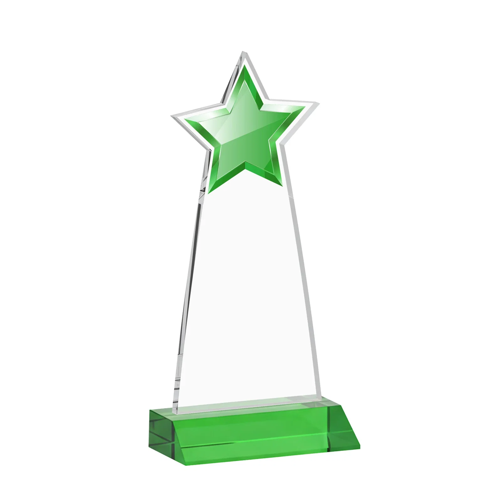 Custom engraved Starfire Crystal Star Cutout Award With Second-Position Etch for dealer and partner awards