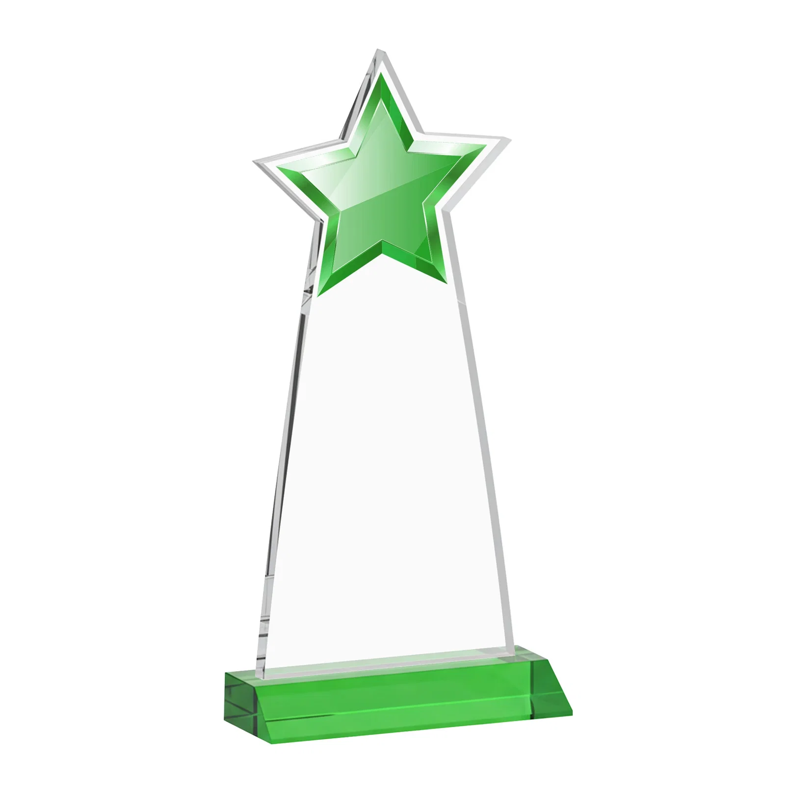 Custom Starfire Crystal Star Cutout Award With Second-Position Etch, with your logo for employee recognition