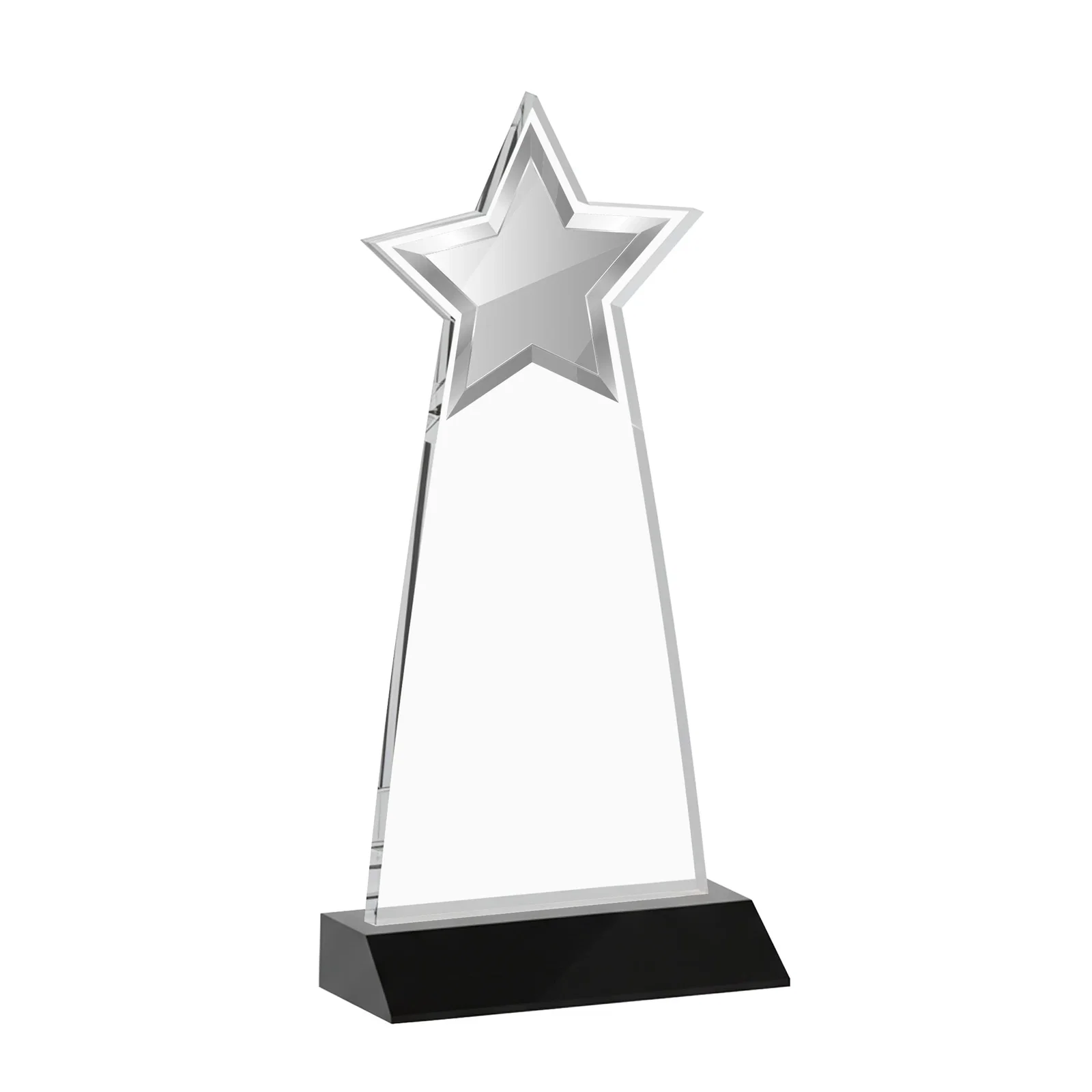 Custom Starfire Crystal Star Cutout Award With Second-Position Etch, with your logo for service anniversary gifts