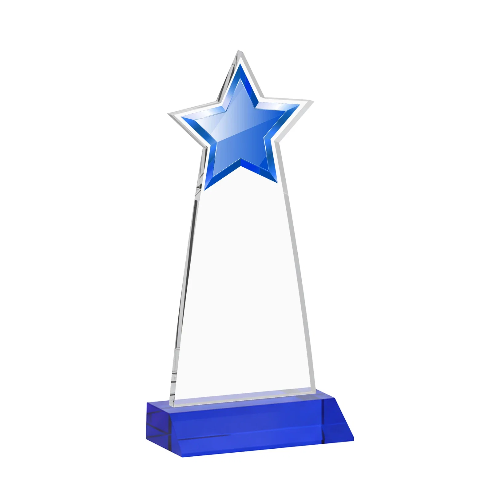 Custom Starfire Crystal Star Cutout Award With Second-Position Etch, with your logo for retirement presentations