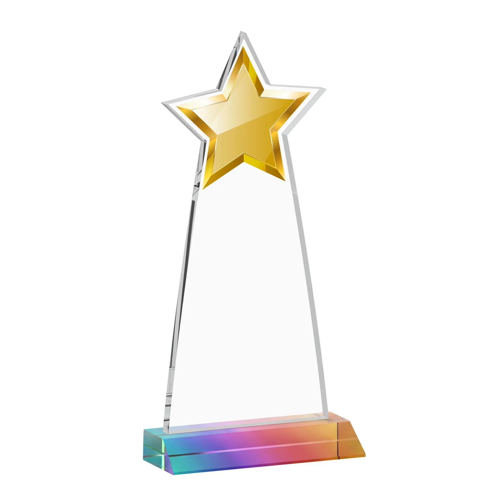 Custom Starfire Crystal Star Cutout Award With Second-Position Etch, with your logo for volunteer appreciation